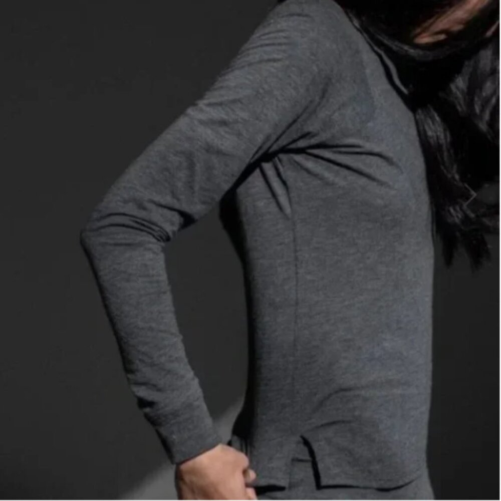 LLUNYA I Gray Grey Relaxed Good in Bed Crew Neck Long Sleeve Lounge Shirt, M - Picture 5 of 16